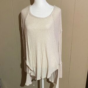 Free People Cream Long Sleeve Knit Top